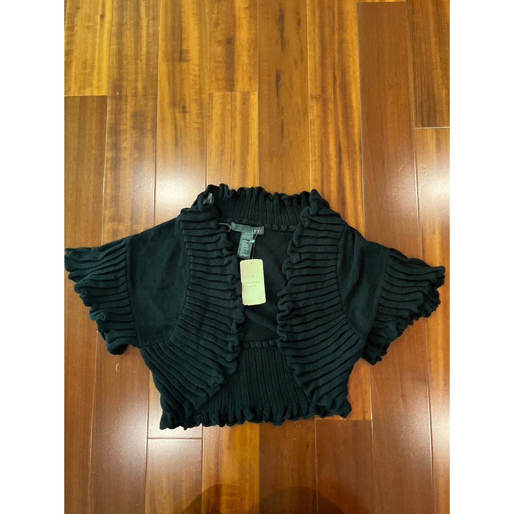 Black Bolero Crop Sweater Shrug Cardigan XXI Forever 21 Short Sleeve New Size S